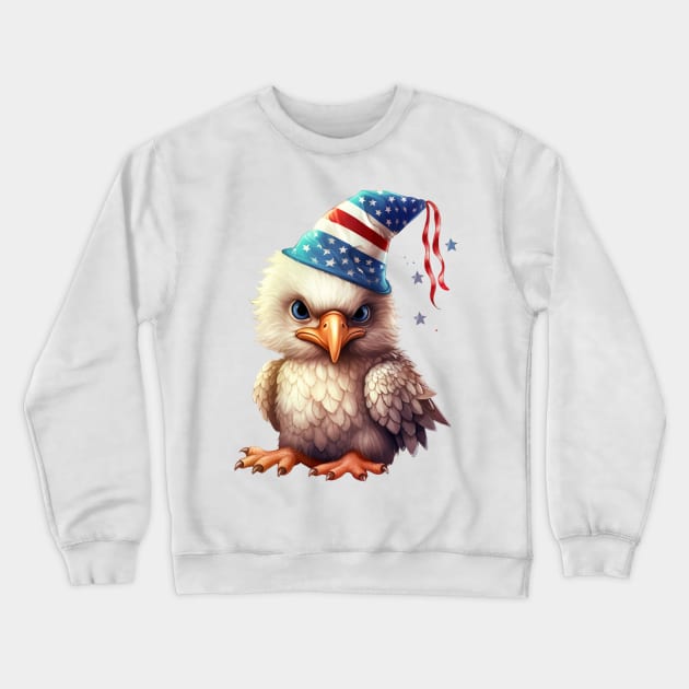 4th of July Baby Bald Eagle #5 Crewneck Sweatshirt by Chromatic Fusion Studio